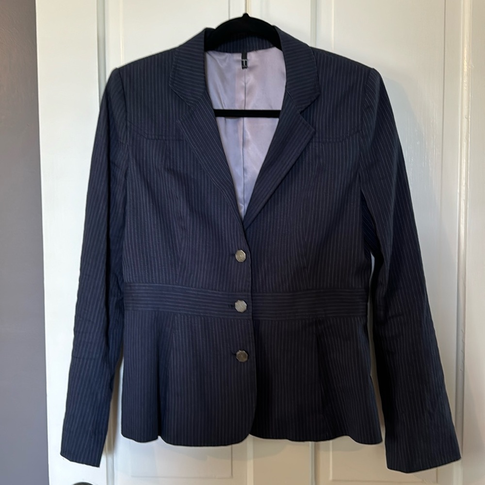 Tahari jacket, blue pinstripe